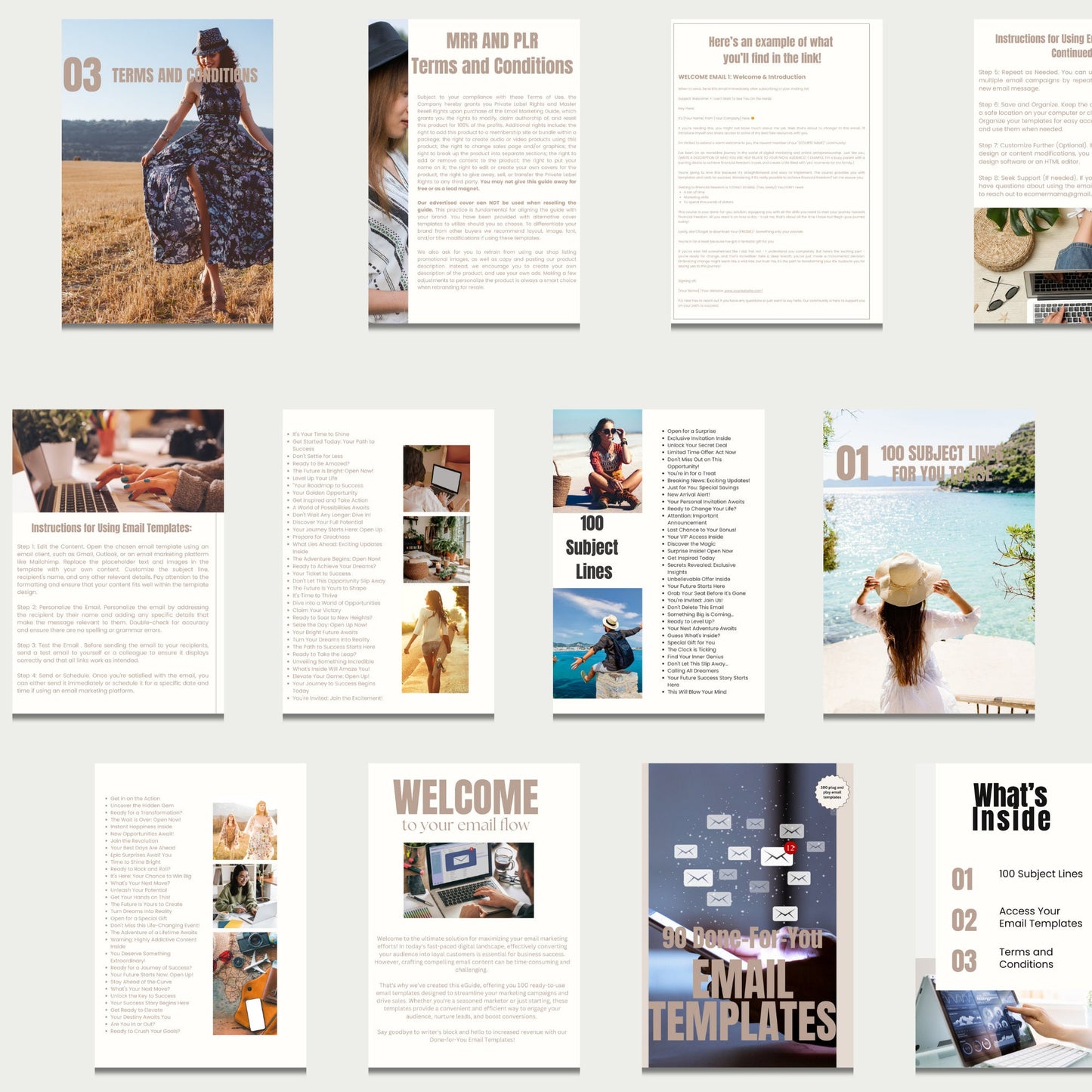 PLR 90 email templates, done for you template, ready to use, email marketing, done for you PLR, email prompts, Bonus: Canva Template Guide