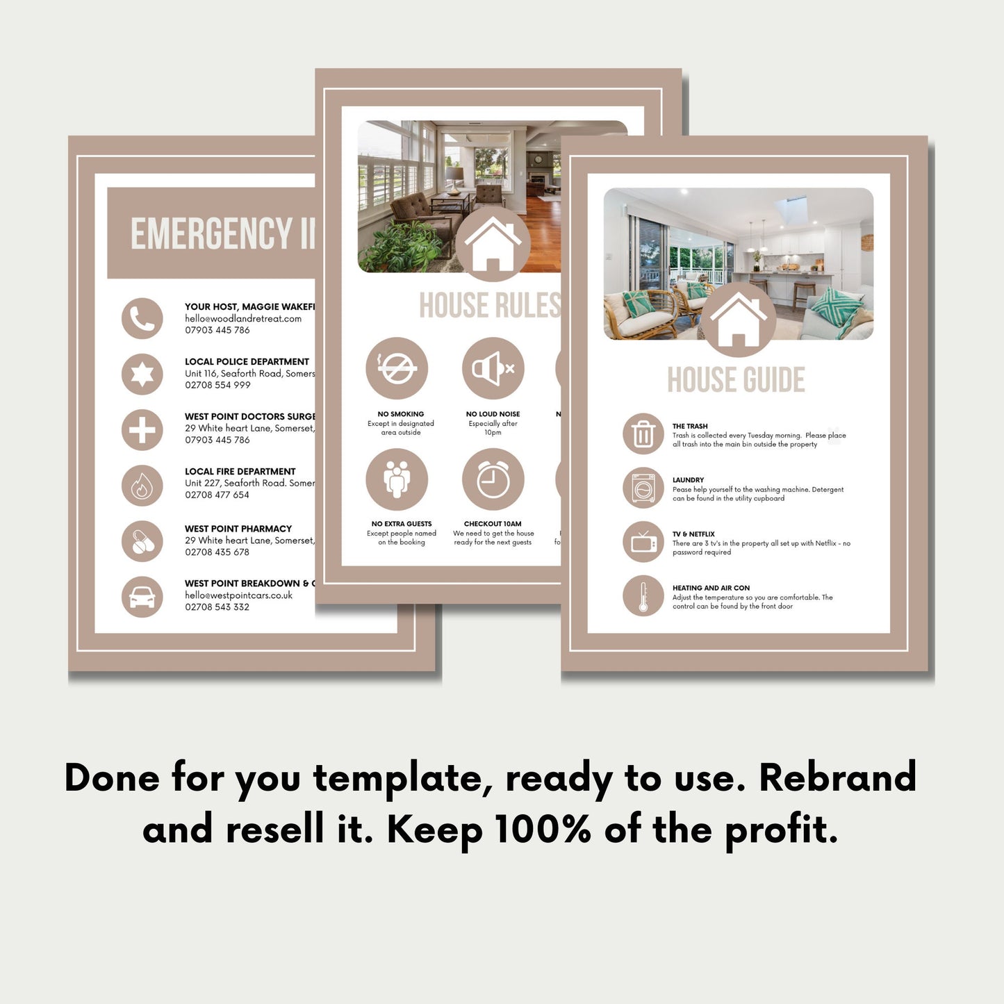 PLR Airbnb Hosting Bundle Done For You Template, Welcome Book Airbnb, Editable Airbnb Signs, Cleaning Checklists, Airbnb Printable