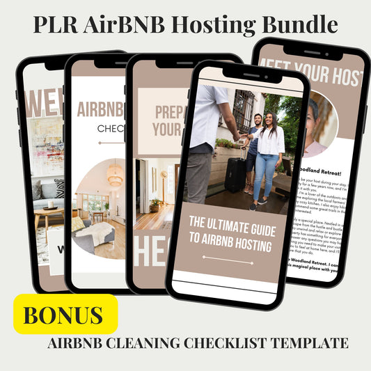 PLR Airbnb Hosting Bundle Done For You Template,  Welcome Book Airbnb, Editable Airbnb Signs, Cleaning Checklists, Airbnb Printable