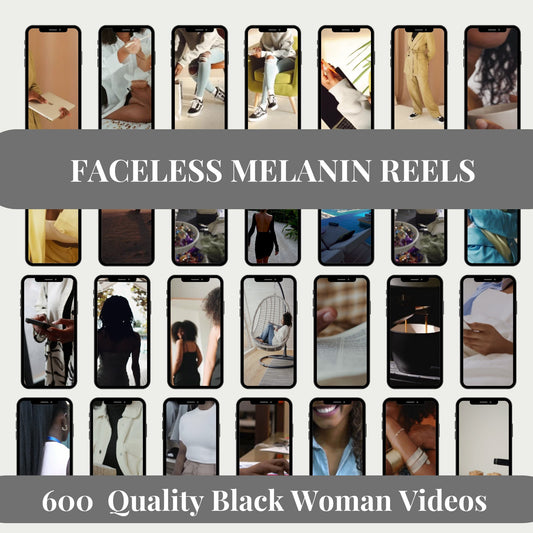 600 Faceless Melanin Video Reels Bundle | PLR | Master Resell Rights Done For You | Black Woman Instagram Content Post | Digital Marketing
