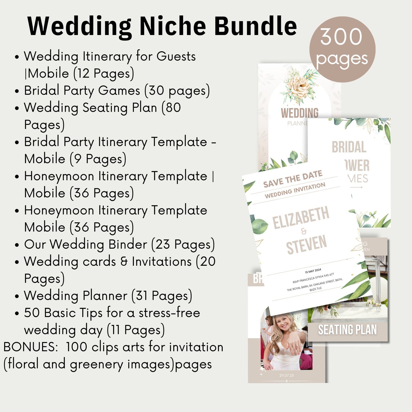 PLR Wedding Niche Bundle, 300 pages done for you template, ready to rebrand and make it yours, editable Canva, digital trendy wedding niche.