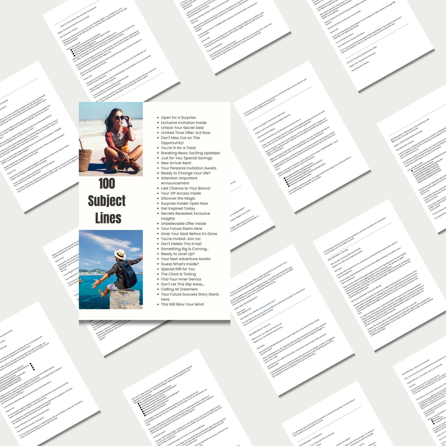 PLR 90 email templates, done for you template, ready to use, email marketing, done for you PLR, email prompts, Bonus: Canva Template Guide