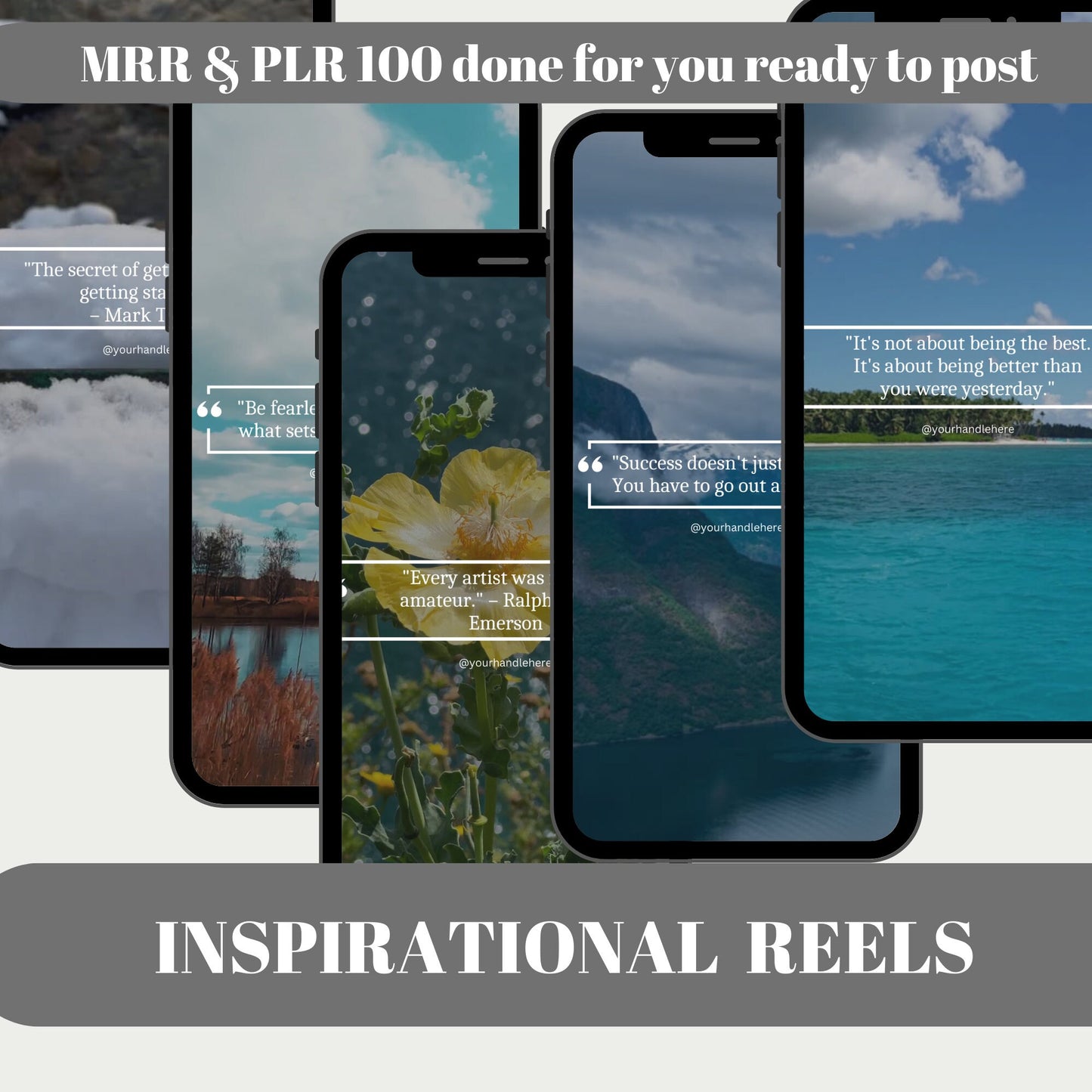 100 Inspirational Faceless Instagram Video Reels Bundle TikTok PLR | Master Resell Rights Done For You Content