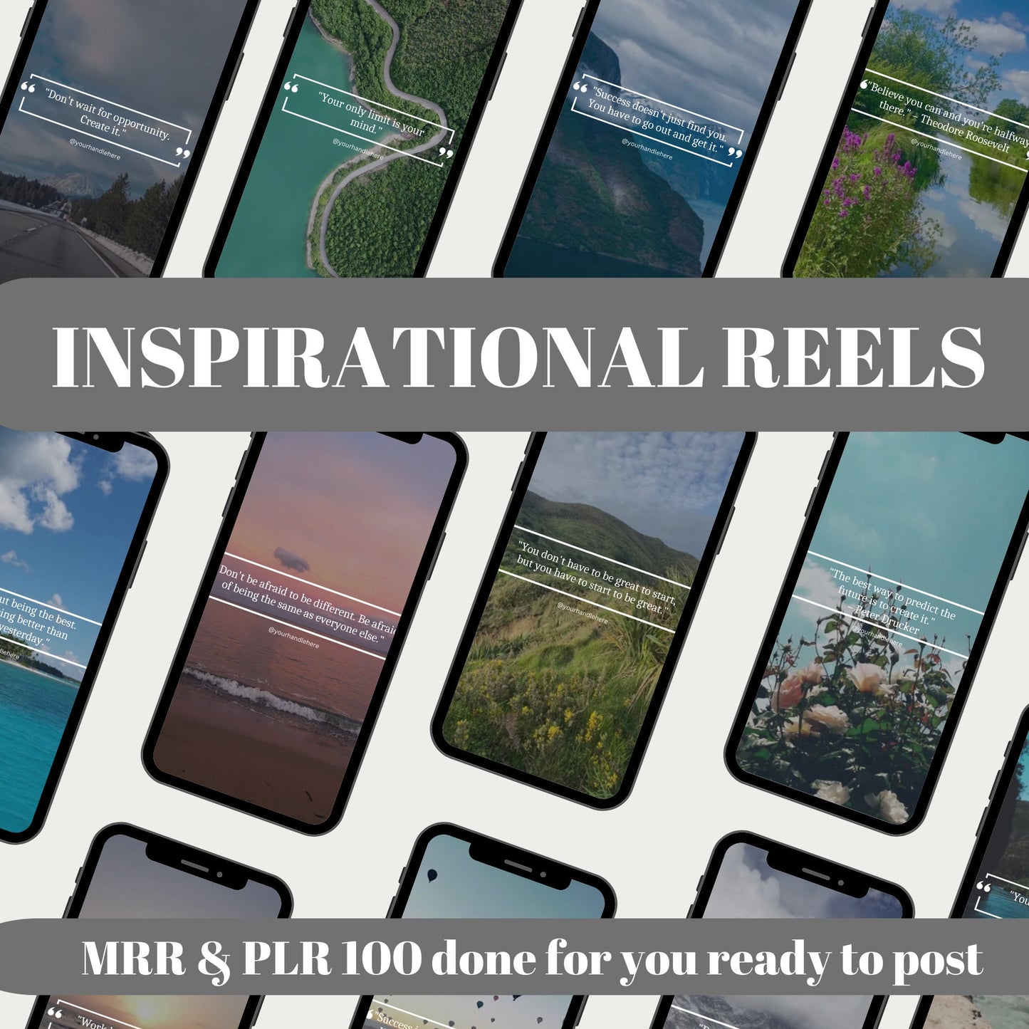 100 Inspirational Faceless Instagram Video Reels Bundle TikTok PLR | Master Resell Rights Done For You Content