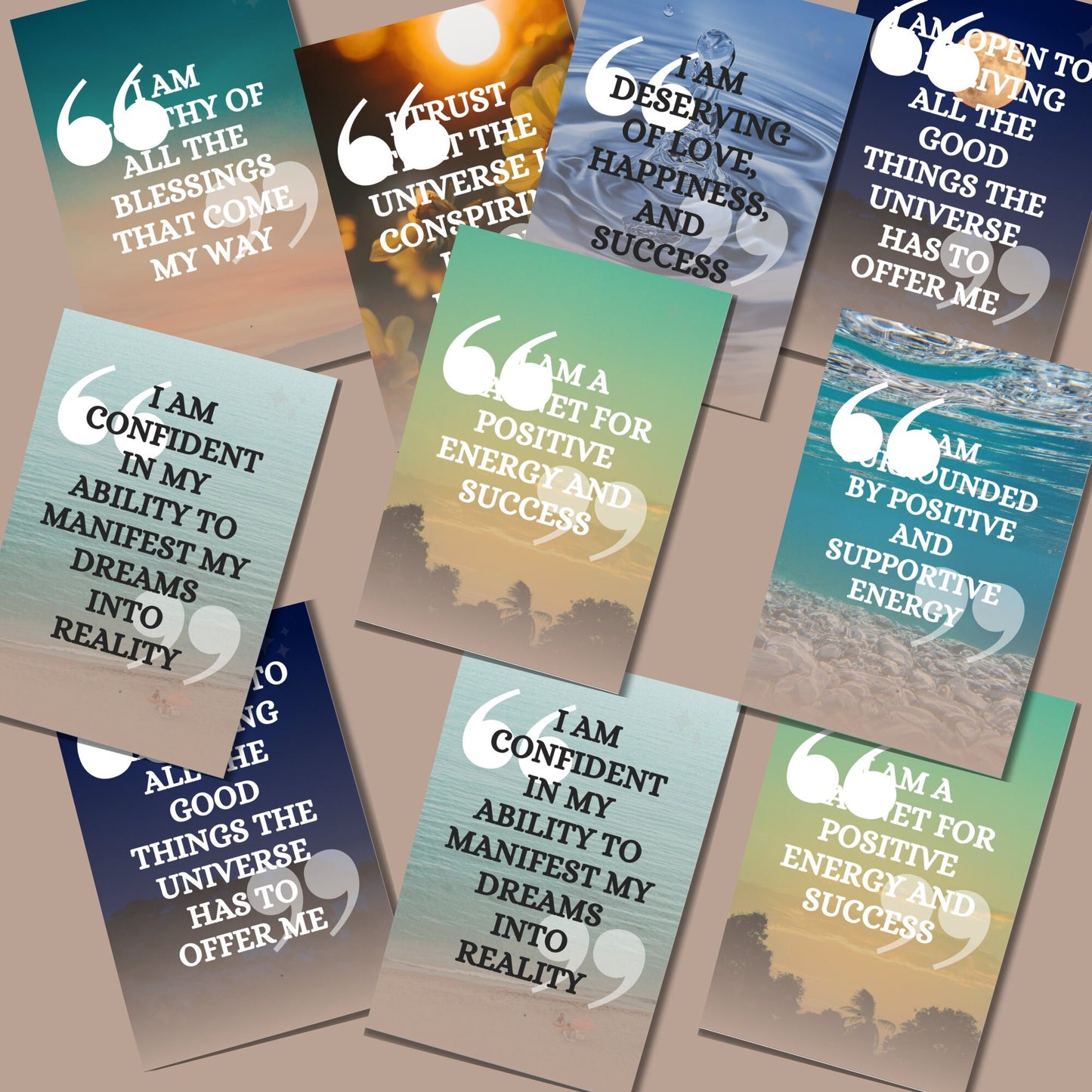100 Money & Abundance Affirmation Printable Editable Cards, Wealth and abundance card, manifestation cards, law of attraction cards