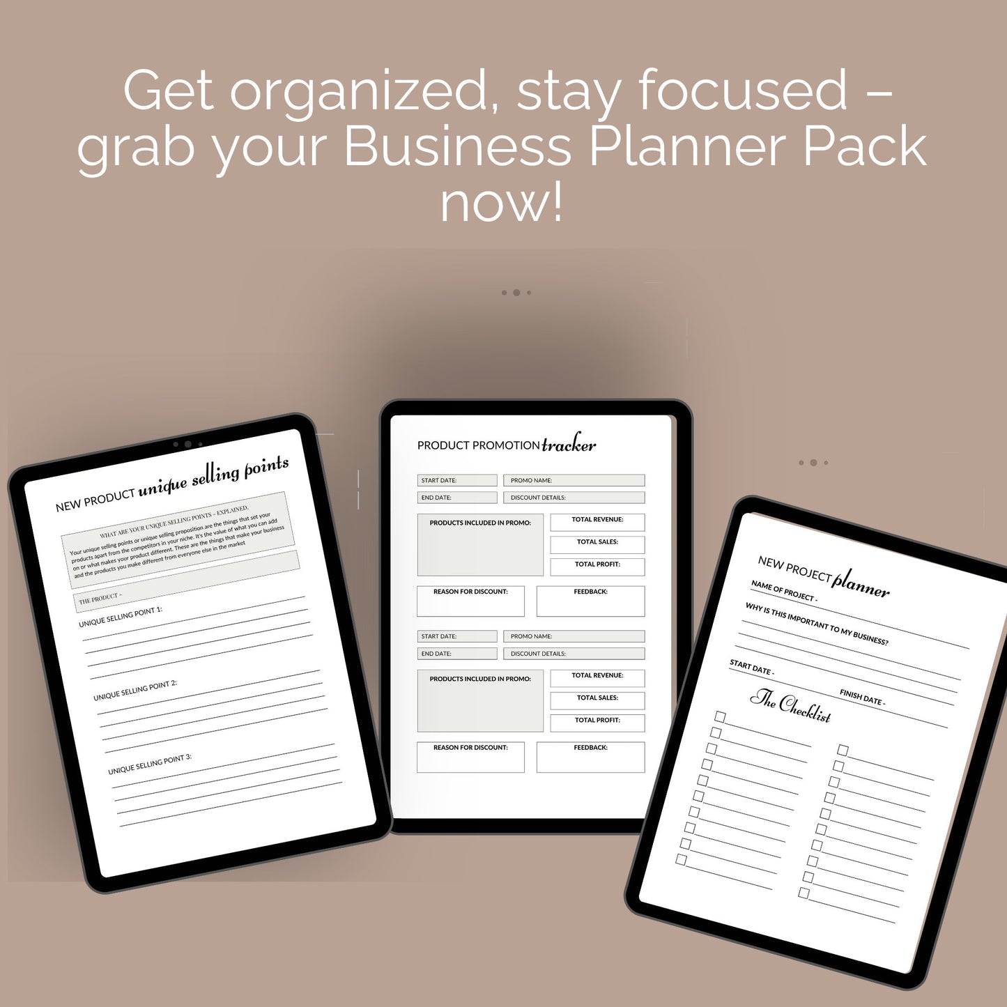 PLR Business Planner Pack, editable template, keep business organized, vision and goal setting sheets, project management, customizable