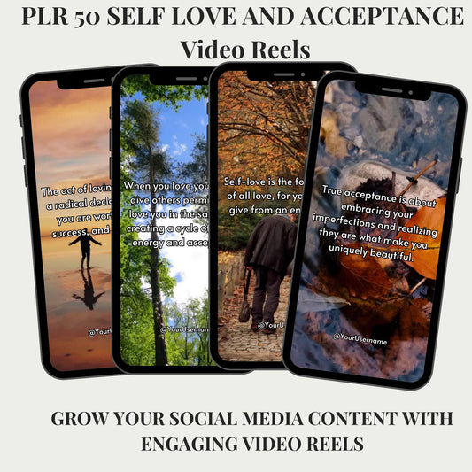 Self-Love & Acceptance Video Reels for TikTok | PLR with MRR for Personal Growth, Mindset, Mindfulness Coaches | Instant Digital Download