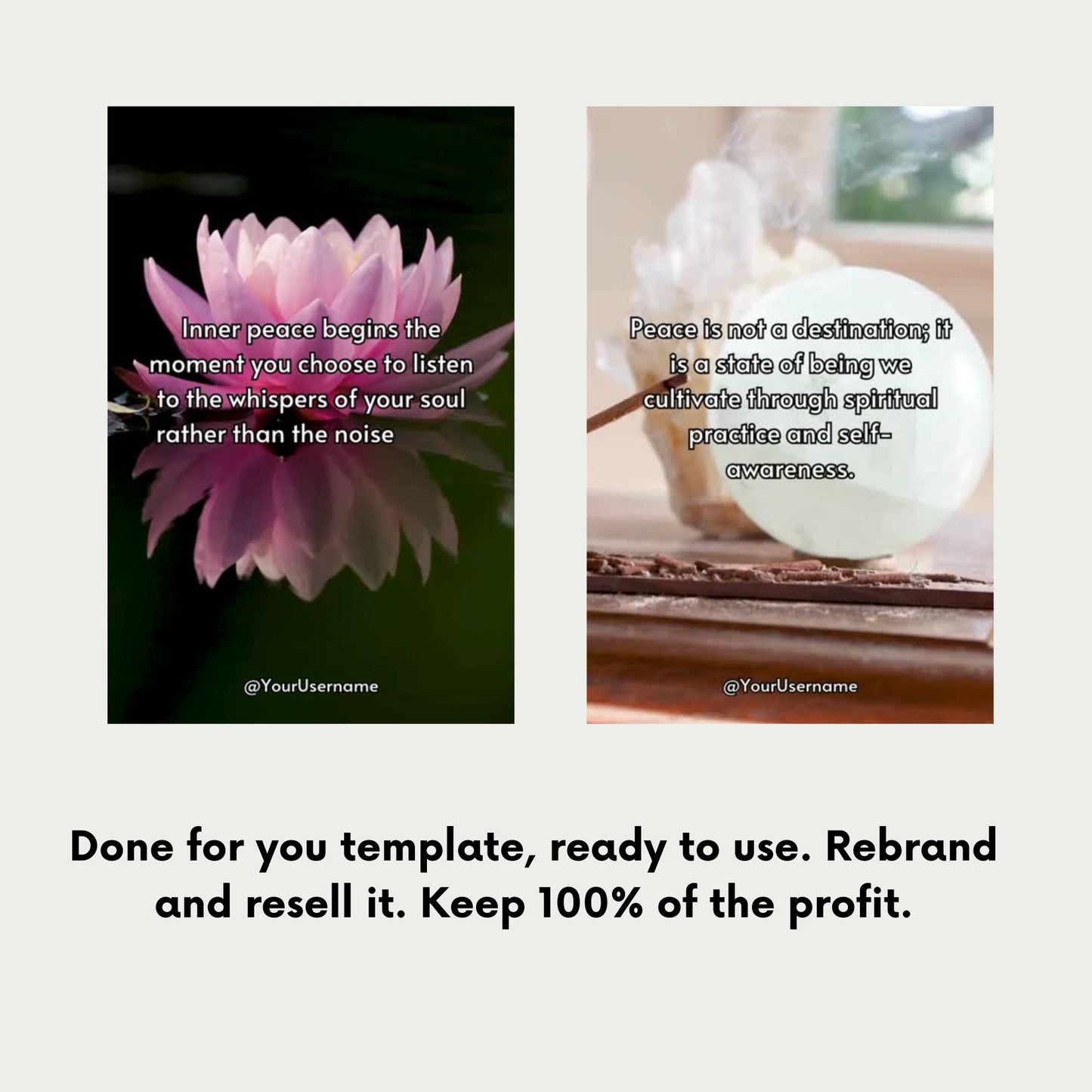 50 Spirituality And Peace Videos/Reels, TikTok PLR | MRR Master Resell Rights, law of attraction, awakening