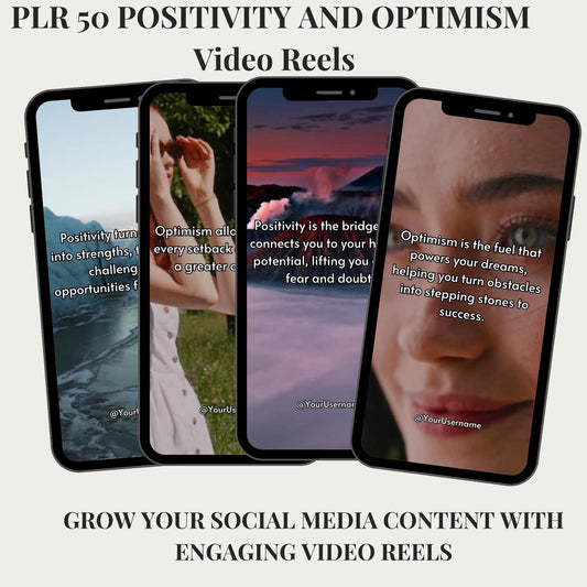 PLR  50 Positivity and Optimism Video Reels  TikTok PLR | MRR Master Resell Rights, mindfulness, mindset, personal growth