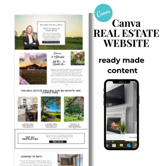 Real Estate Canva Website Template Black, Landing Page, Lead Magnet, Real Estate Agent Website Template, Home Buyer Guide, Seller Page