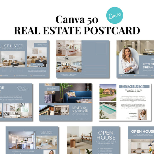Real Estate Agent Postcard Templates 50 Dusty Color editable Postcards, Just Listed, Hello Neighbor, Open House, Realtor  Marketing Farming