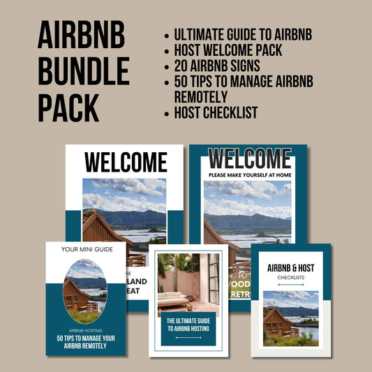 Airbnb Bundle Pack Template Guide to Airbnb, 20 Airbnb Printable signs Host Welcome Pack Host Checklist manage your Airbnb remotely