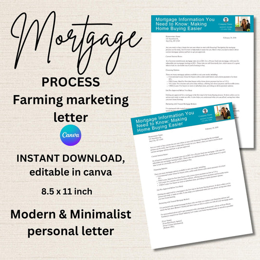 Real Estate Farming Marketing Letter: Simplifying the Mortgage Process for Homebuyers, Mortgage Farming Letter, Modern Minimal Letter Style