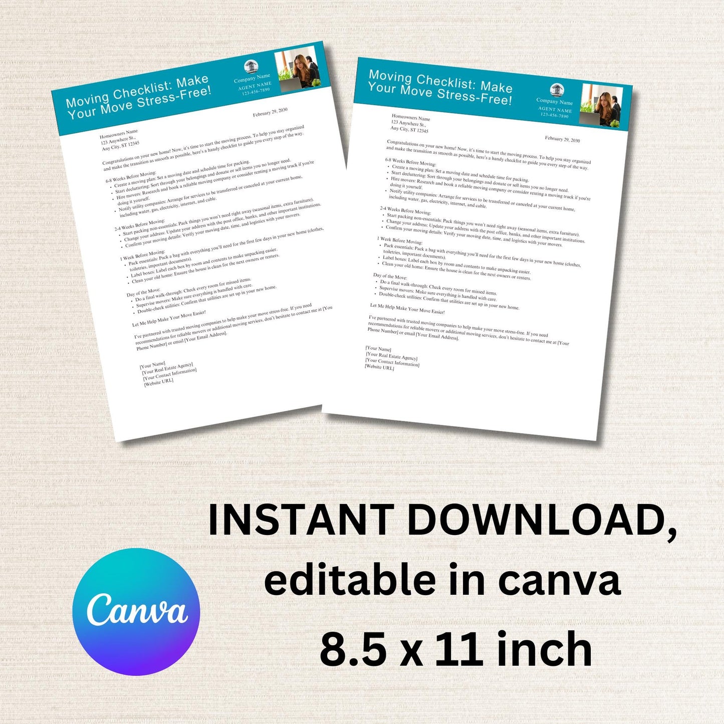 Real Estate Moving Checklist Farming Marketing Letter, A simple and minimalist layout, personal style farming lead generator for agents