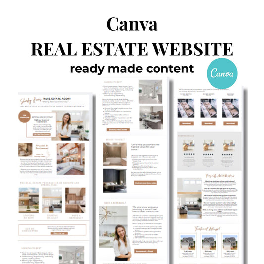 Modern Real Estate Canva Website Template, Landing Page, Lead Magnet, Real Estate Agent Website Template, Home Buyer Guide, Home Seller Page