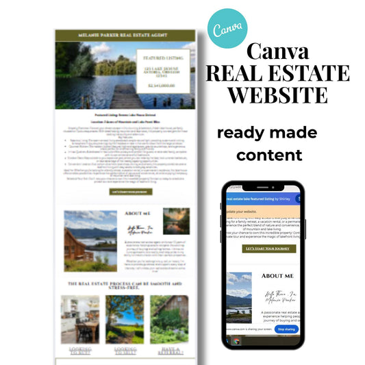 Real Estate Canva Green Website Template Featured Listing, Landing Page, Lead Magnet, Real Estate Agent Website Template, Instagram