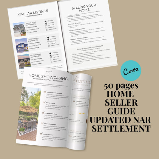 Home Seller Guide Template Updated With Nar Settlement, Real Estate Marketing, Home Seller Process, Listing Presentation, Edit in Canva