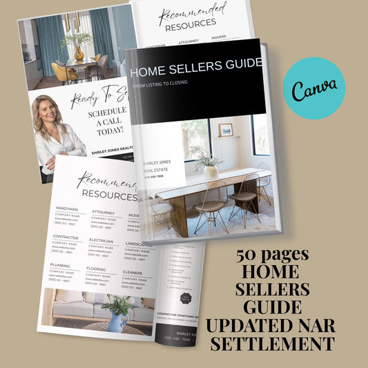Real Estate Agents Seller Guide Template Updated With Nar Settlement, Real Estate Marketing, Home Seller Process, Edit in Canva