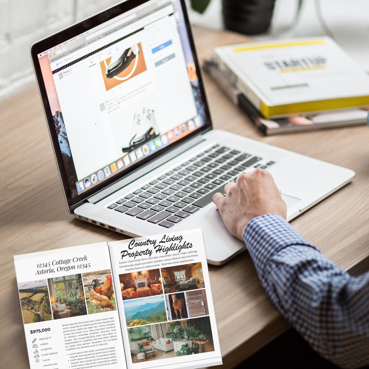 Just Listed 4 page Newsletter Template, Real Estate Property Listing Presentation Editable Canva Edit, Country Charm Just Listed Property