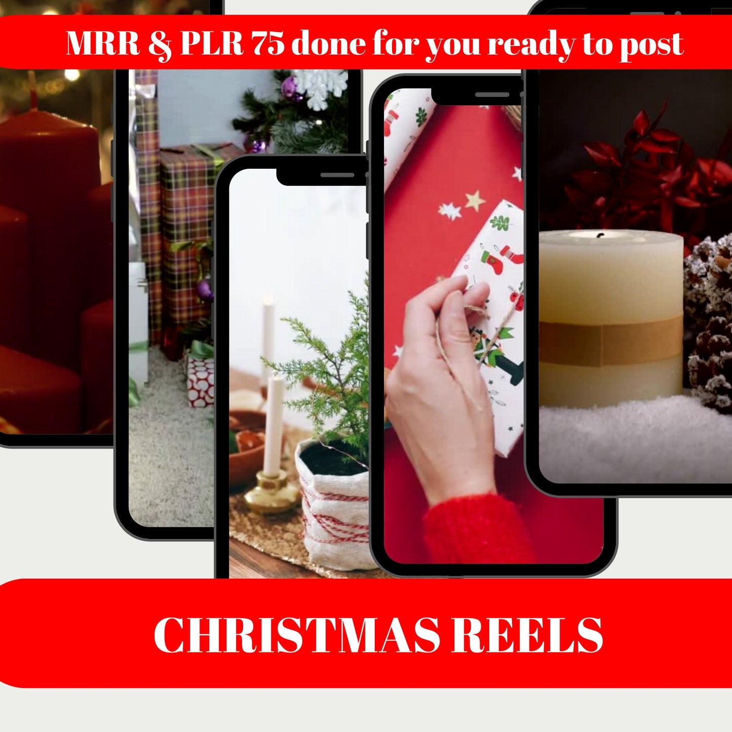 Christmas Holiday PLR Bundle, Reels, Seasonal Videos & Content for Instagram, TikTok | Master Resell Rights Included