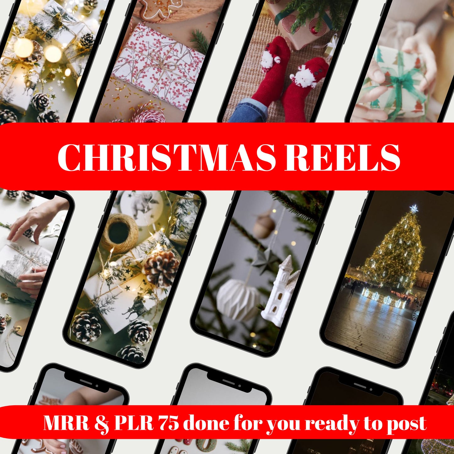 Christmas Holiday PLR Bundle, Reels, Seasonal Videos & Content for Instagram, TikTok | Master Resell Rights Included