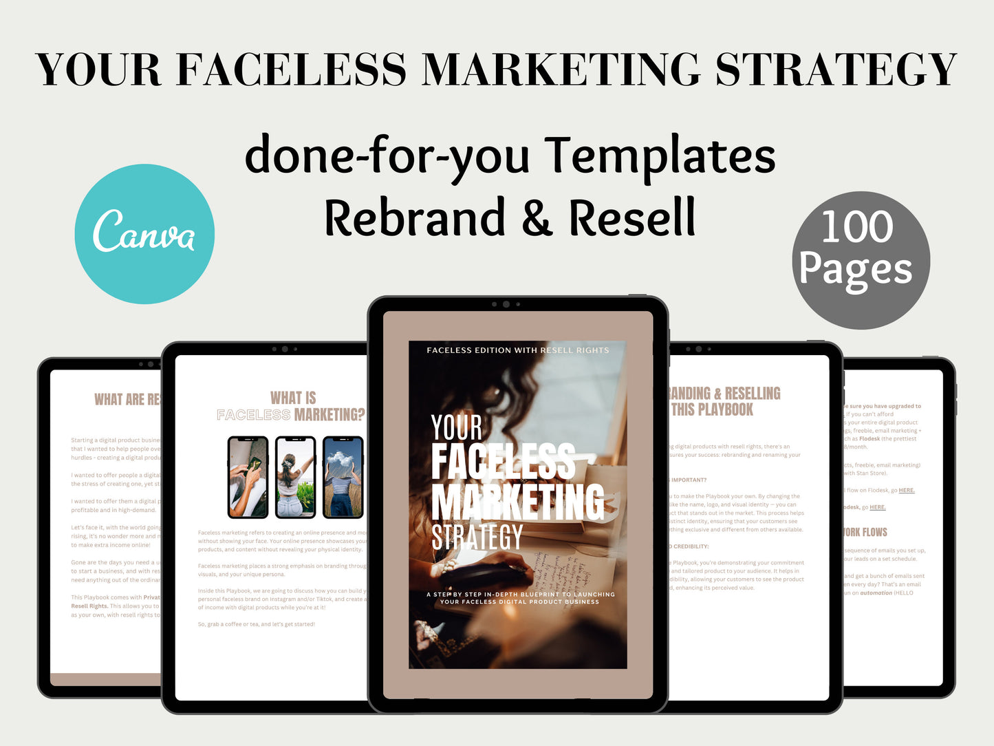 PLR Your Faceless Marketing Strategy done for you templates, a step by step blue print to monetize your page, automate your business.