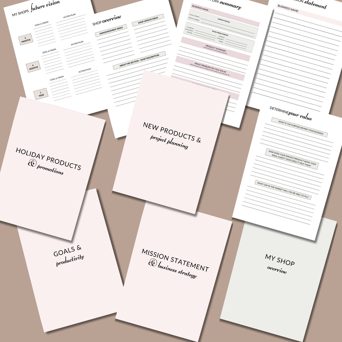 PLR Business Planner Pack, editable template, keep business organized, vision and goal setting sheets, project management, customizable