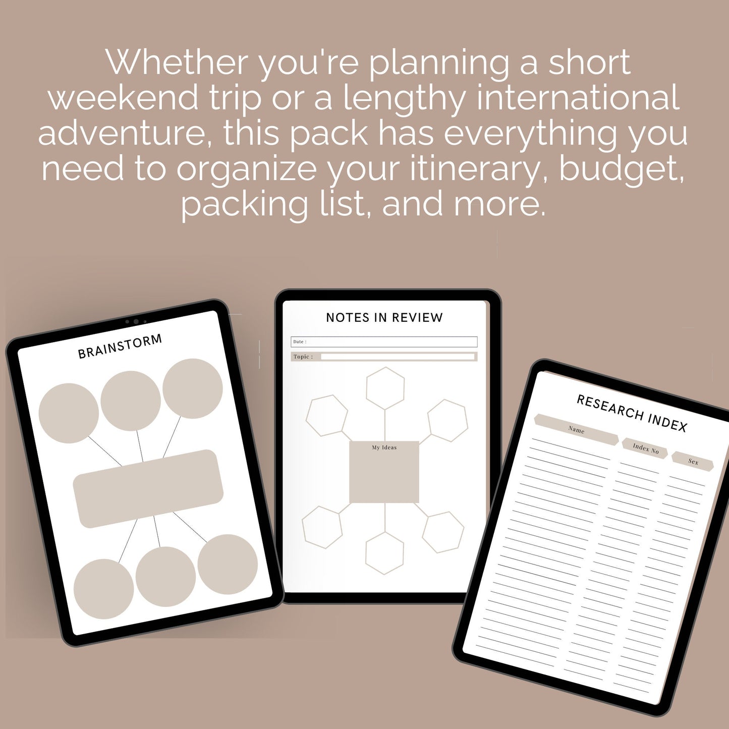 PLR Travel Planner Journal, Organize your travel itinerary, budget and meal expense, easy to customize, done for you templates