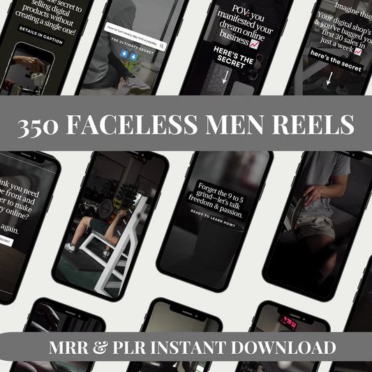 350 Faceless Aesthetic Men Video Reels W/75 Reel Captions | PLR | Master Resell Rights Done For You | Content Creator