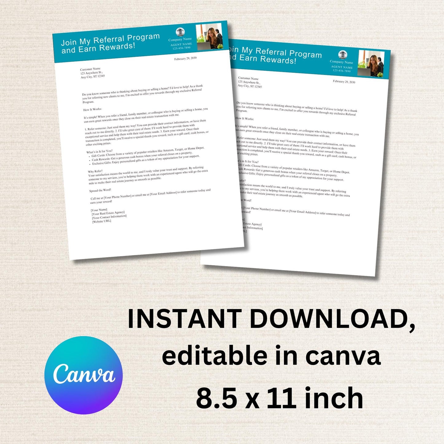 Real Estate Referral Program Rewards Farming Marketing Letter, minimalist layout, personal style farming lead generator for agents