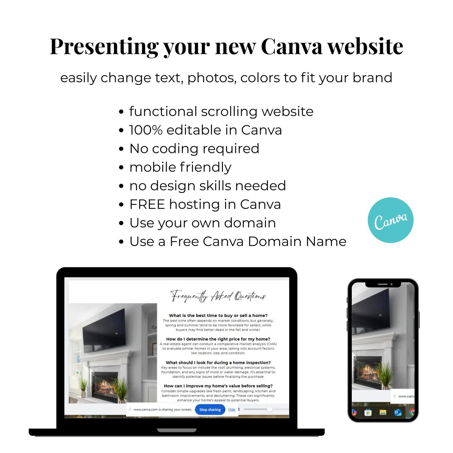 Real Estate Canva Website Template Black, Landing Page, Lead Magnet, Real Estate Agent Website Template, Home Buyer Guide, Seller Page