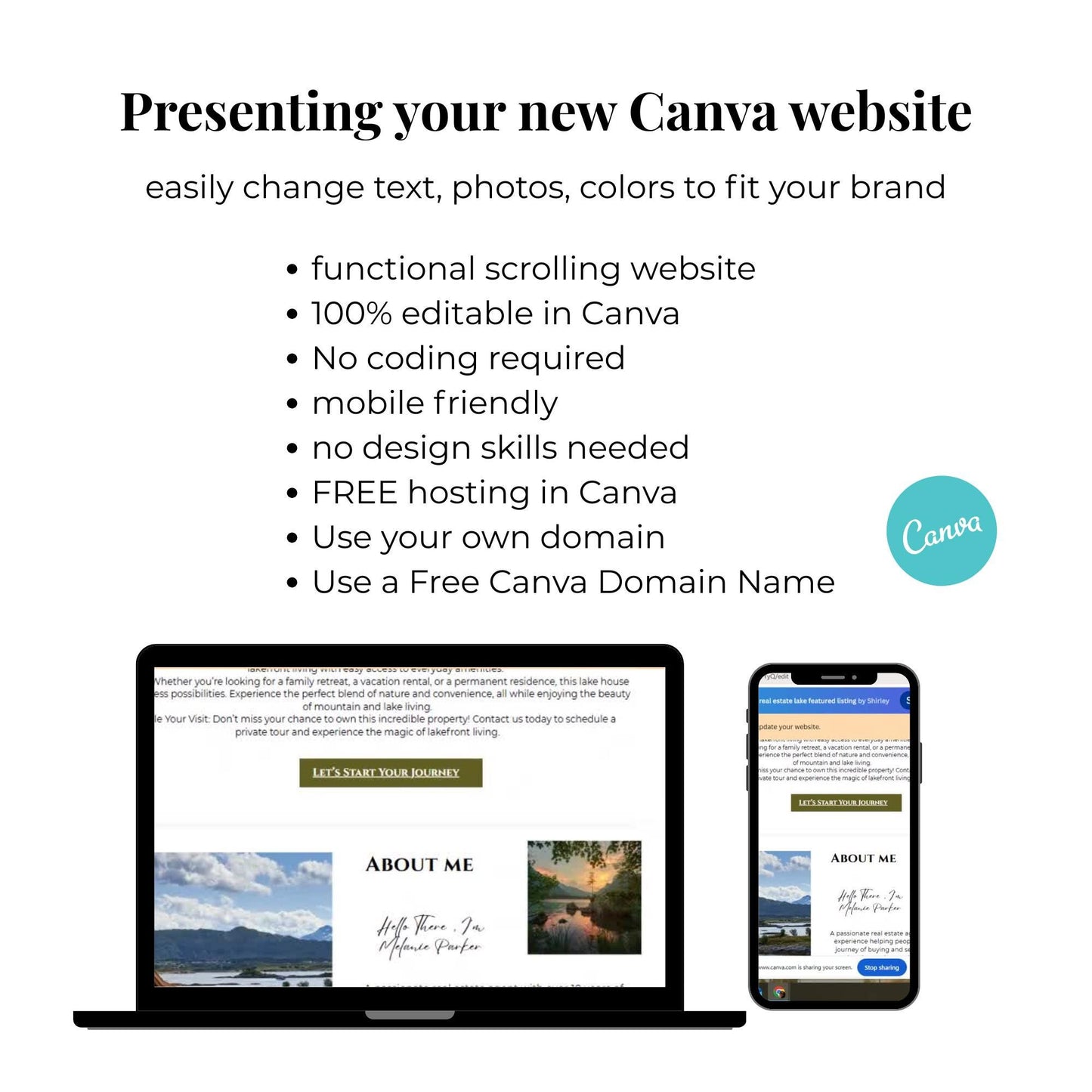 Real Estate Canva Green Website Template Featured Listing, Landing Page, Lead Magnet, Real Estate Agent Website Template, Instagram