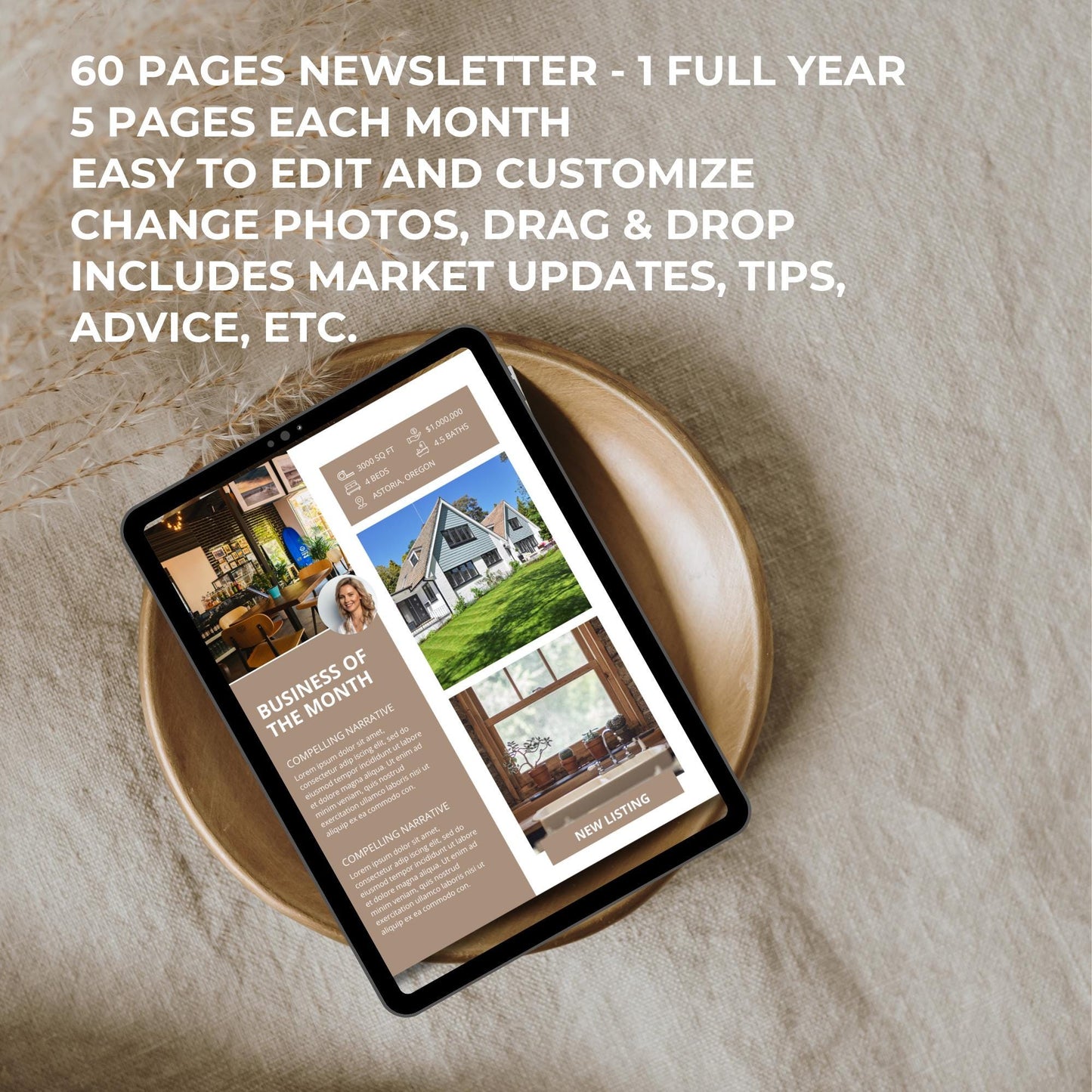 Real Estate Newsletter Template Bundle, 12 Month Full Year Newsletter Bundle, Realtor Email Marketing, Seasonal Newsletter, Canva Templates