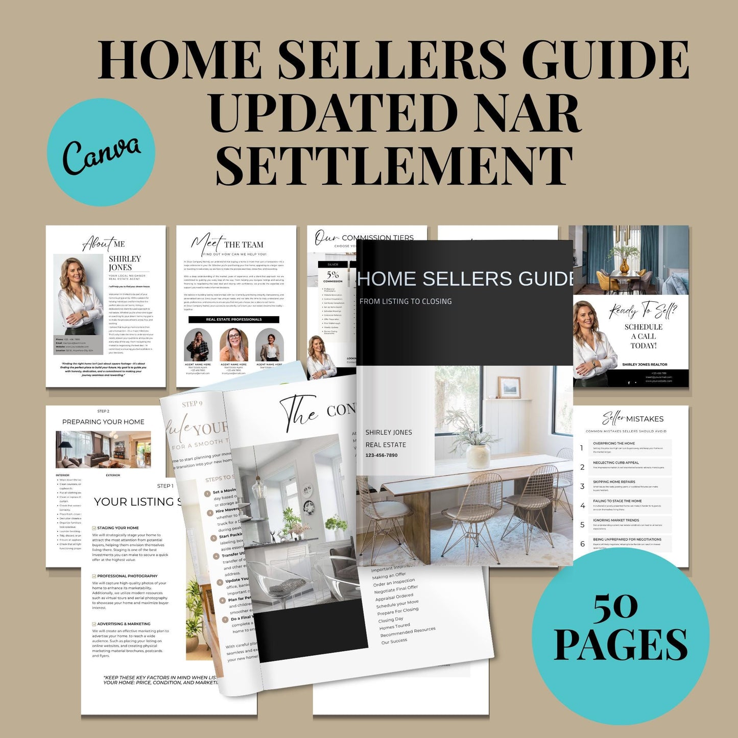Buyer And Seller Home Guide Template Updated With Nar Settlement, Real Estate Marketing, Home Seller Buyer Process, Listing Presentation