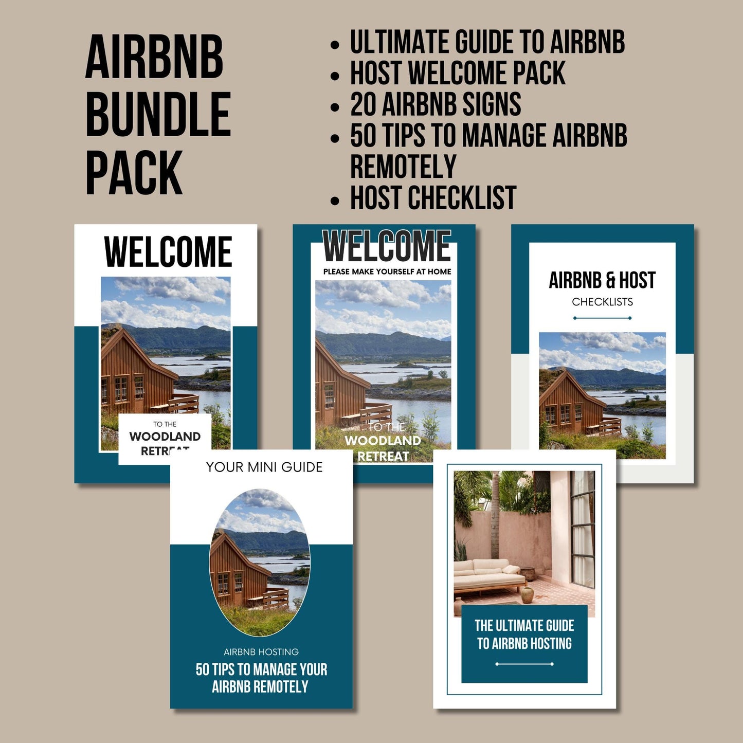 Airbnb Bundle Pack Template Guide to Airbnb, 20 Airbnb Printable signs Host Welcome Pack Host Checklist manage your Airbnb remotely