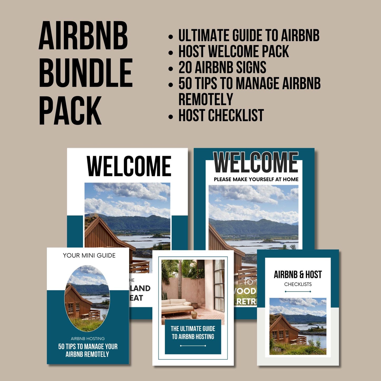 Airbnb Bundle Pack Template Guide to Airbnb, 20 Airbnb Printable signs Host Welcome Pack Host Checklist manage your Airbnb remotely