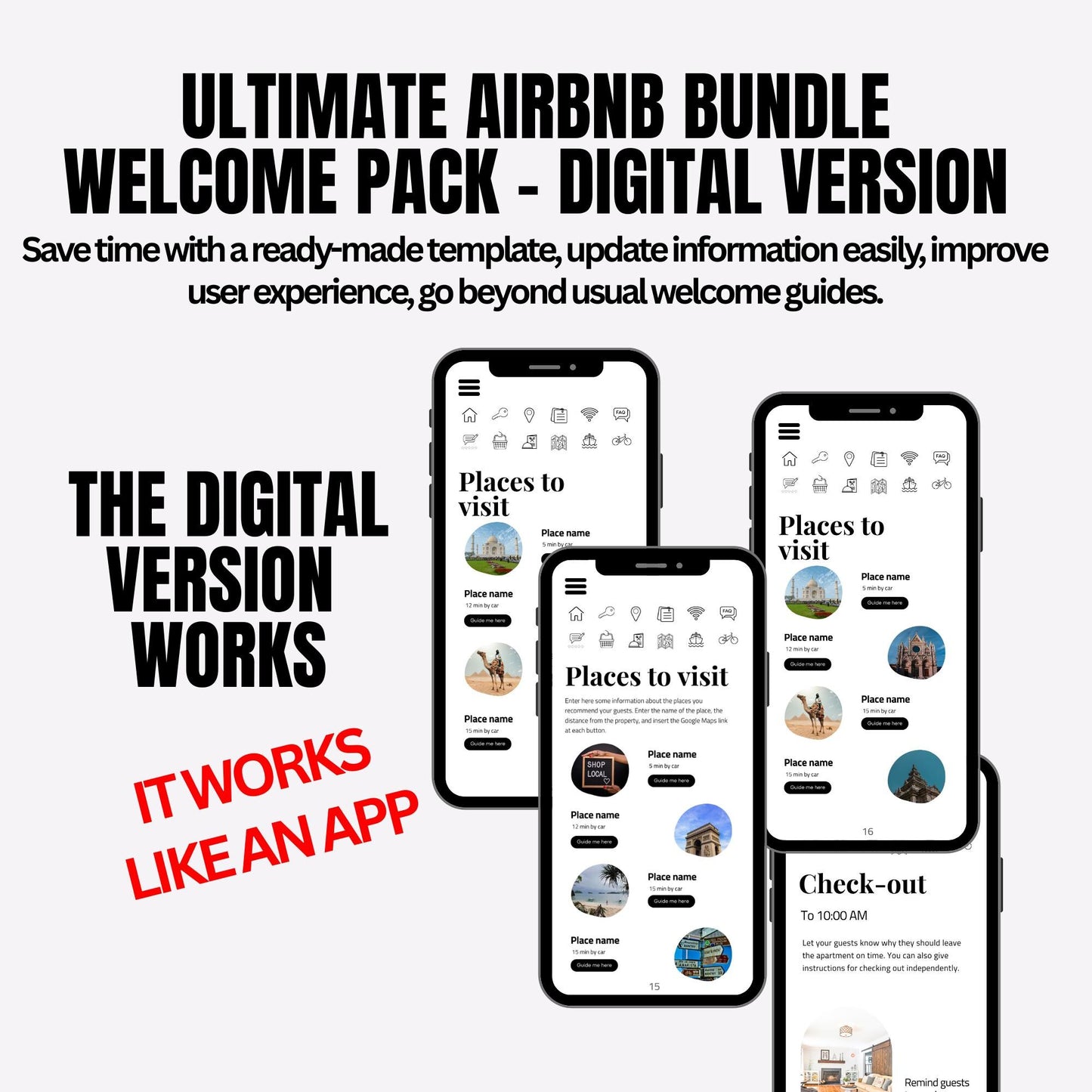 All in one Airbnb Host bundle pack canva interactive digital welcome book mobile printable, Host photo listing template, instagram post VRBO