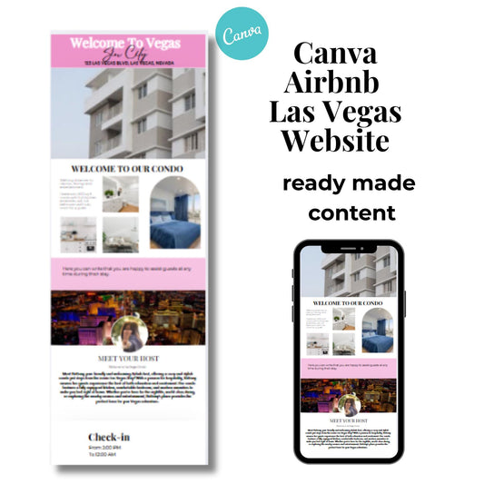 Airbnb Website Welcome To Vegas Template For host, rentals and property managers, includes: things to do, places to eat, house rules, VRBO