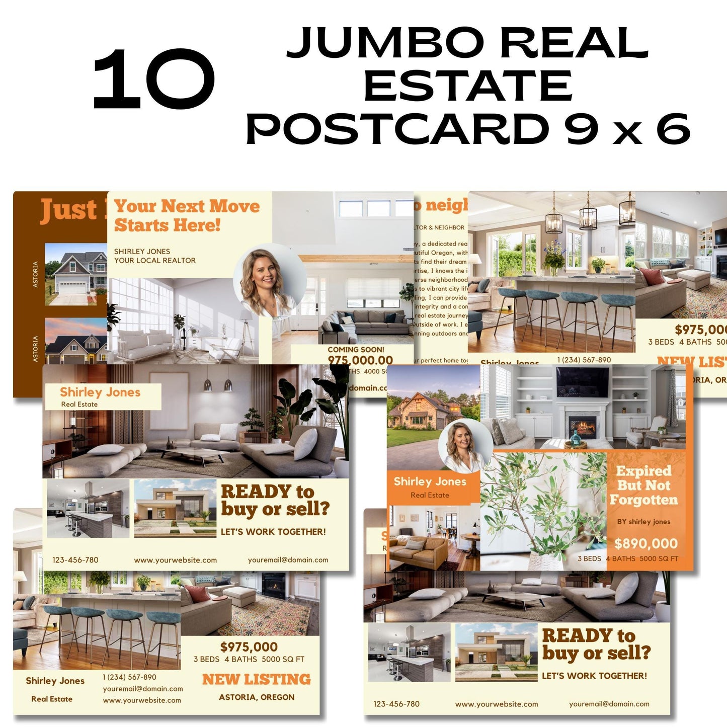 Real Estate Jumbo Postcard Template 9x6 Canva editable Postcards, Just Listed, Hello Neighbor, Expired Listing, Your Invited, Open House