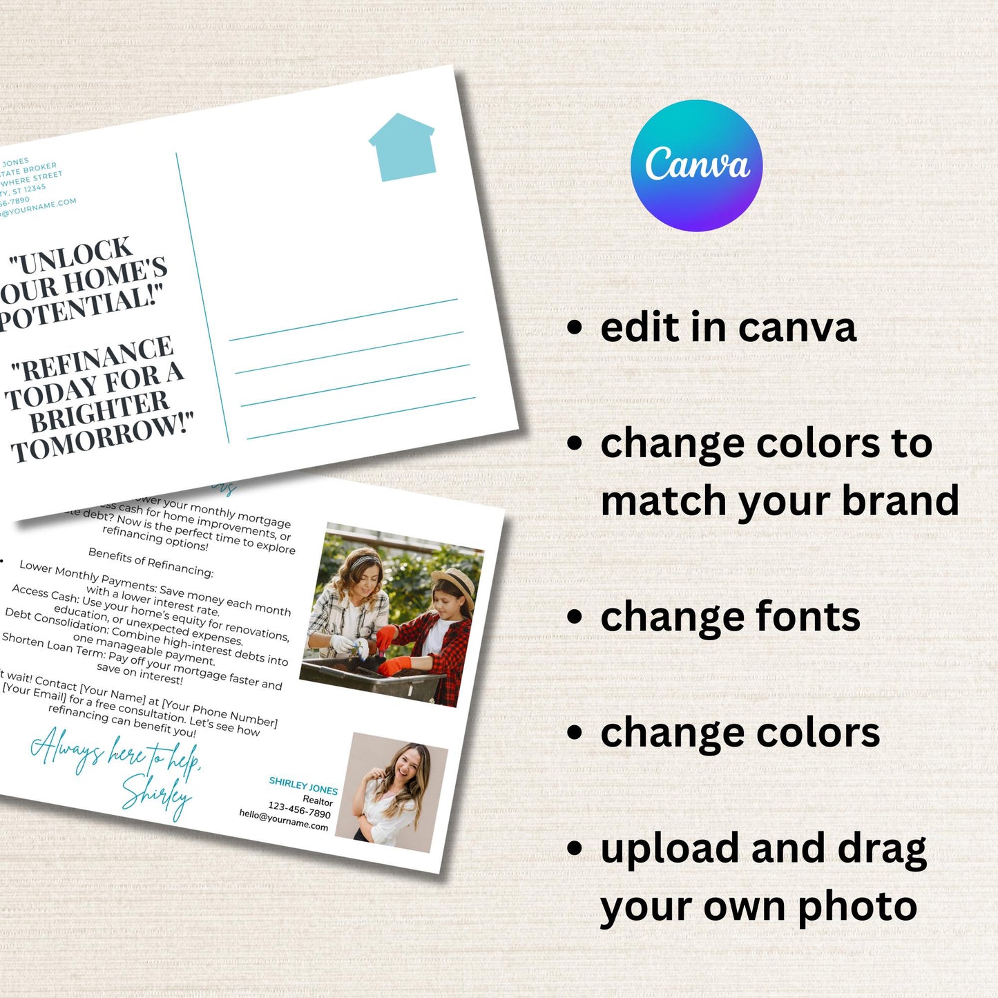 Mortgage Refinance Postcard Template |Loan Agent Refinance Postcard | Instant Download | Modern Professional & Eye-Catching