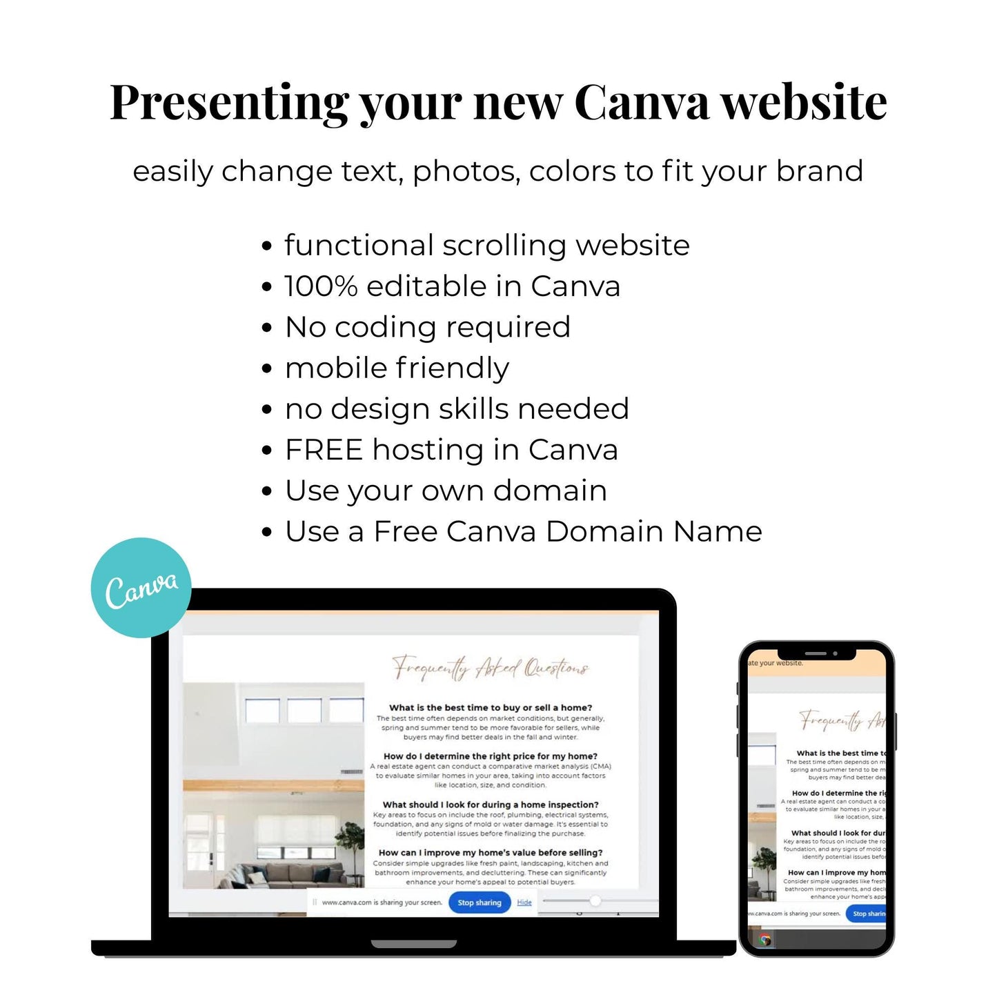 Modern Real Estate Canva Website Template, Landing Page, Lead Magnet, Real Estate Agent Website Template, Home Buyer Guide, Home Seller Page