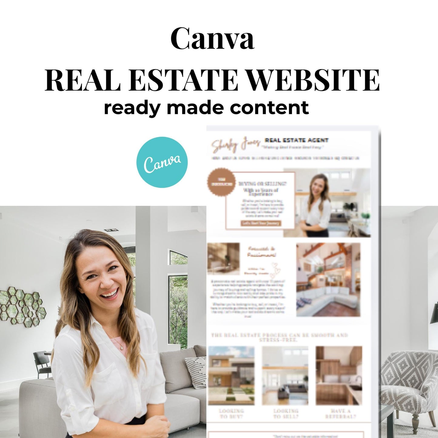 Modern Real Estate Canva Website Template, Landing Page, Lead Magnet, Real Estate Agent Website Template, Home Buyer Guide, Home Seller Page