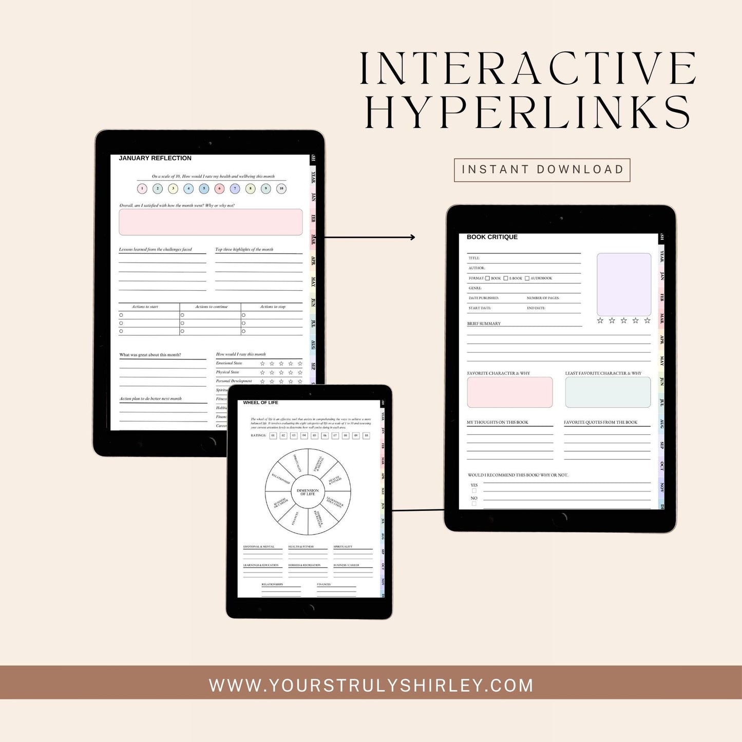 All-in-One Digital Planner for iPad | Undated Hyperlinked PDF | GoodNotes, Notability, Noteshelf | Daily, Weekly, Monthly Planner, lifestyle