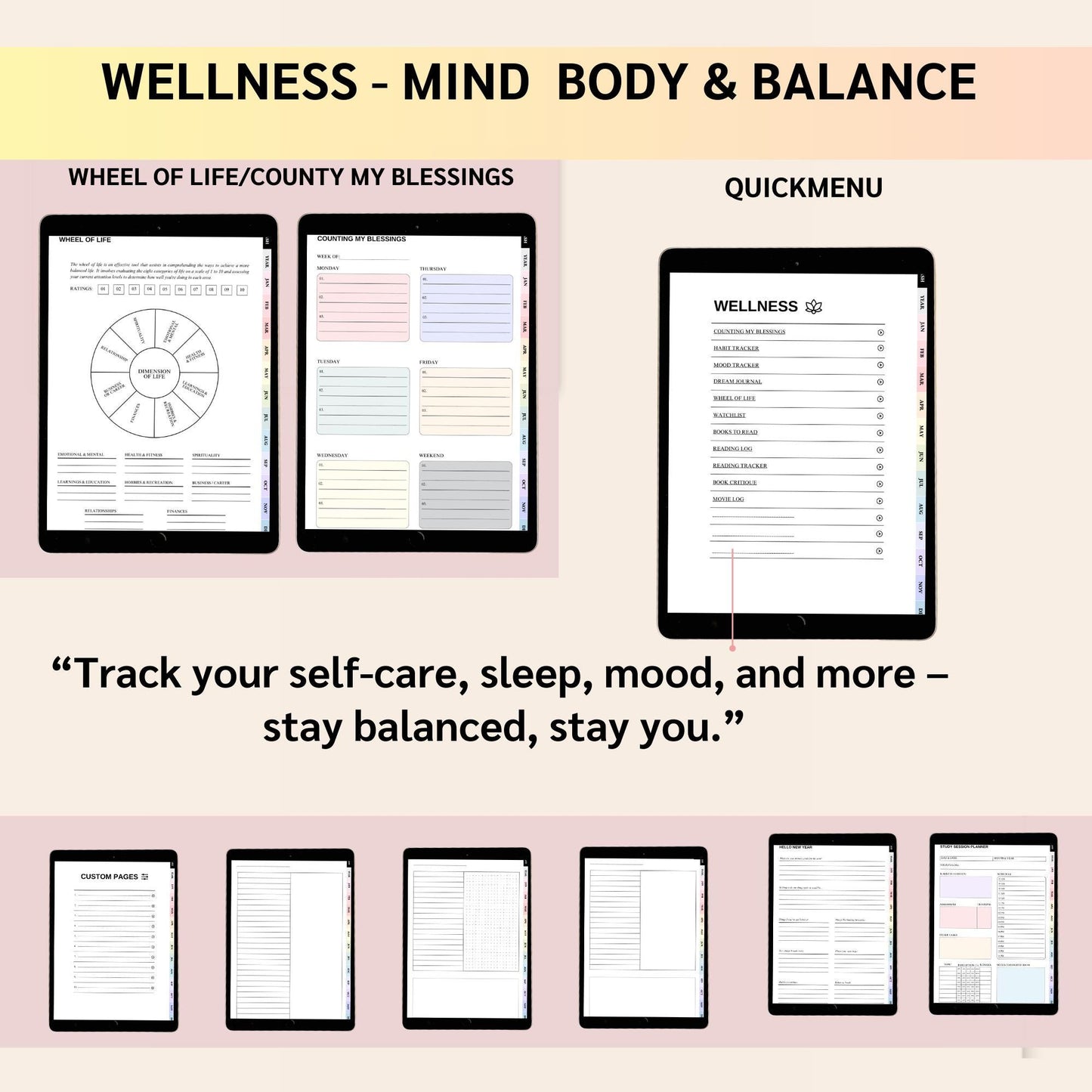 All-in-One Digital Planner for iPad | Undated Hyperlinked PDF | GoodNotes, Notability, Noteshelf | Daily, Weekly, Monthly Planner, lifestyle