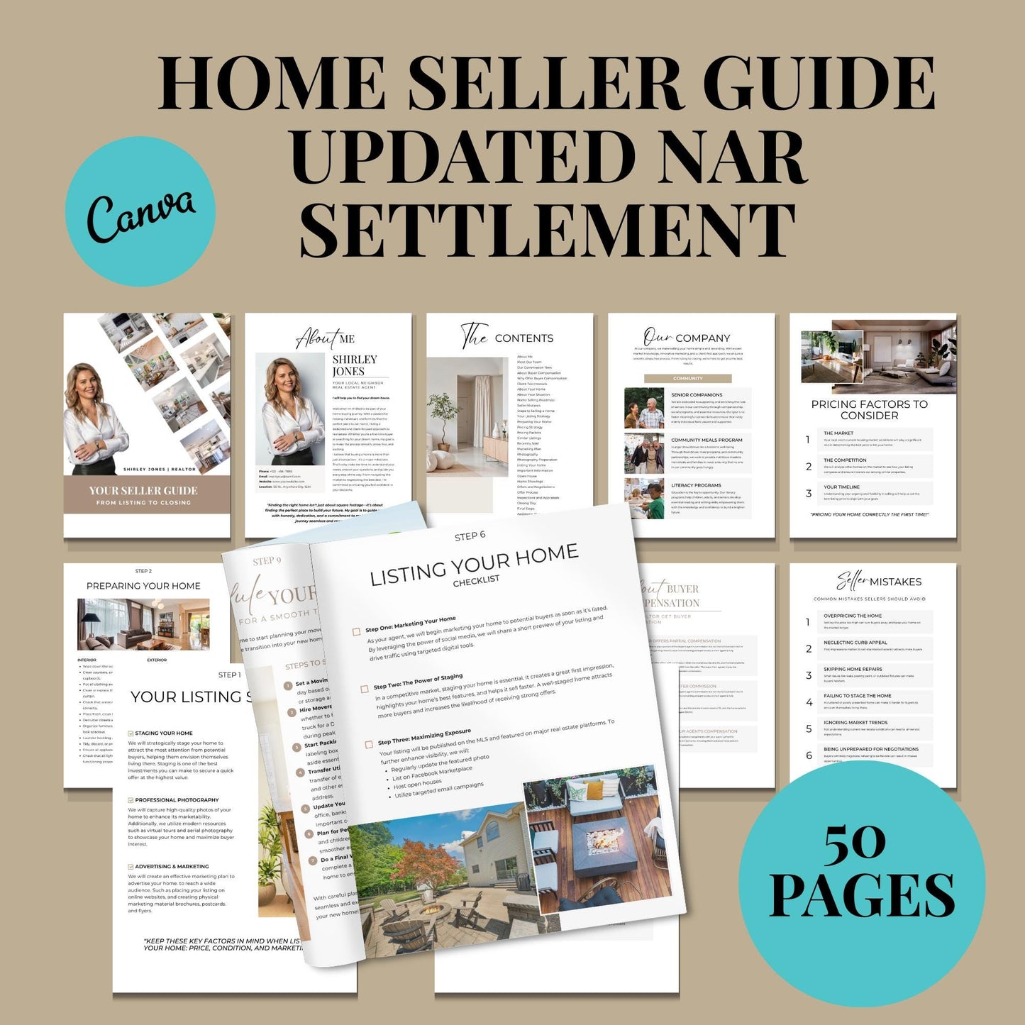 Home Buyer And Seller Guide Template Updated With Nar Settlement, Real Estate Marketing, Home Seller Process, Listing Presentation