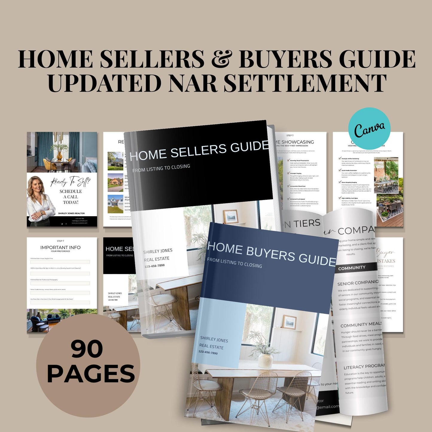 Buyer And Seller Home Guide Template Updated With Nar Settlement, Real Estate Marketing, Home Seller Buyer Process, Listing Presentation
