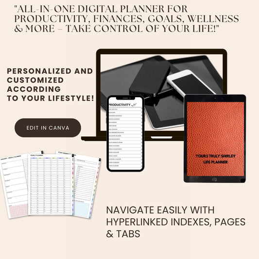 All-in-One Digital Planner for iPad | Undated Hyperlinked PDF | GoodNotes, Notability, Noteshelf | Daily, Weekly, Monthly Planner, lifestyle